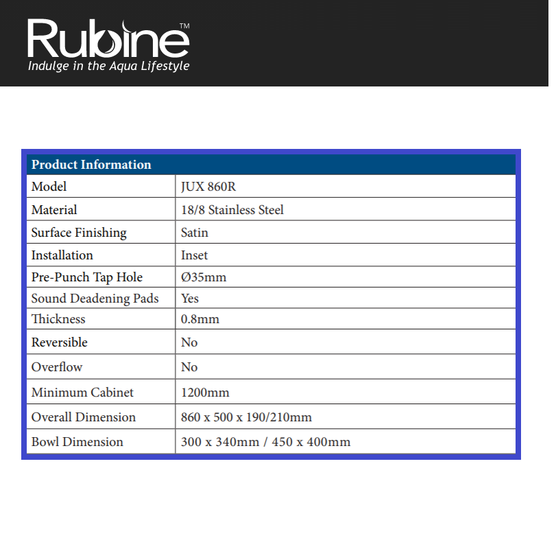 JUX 860R PRODUCT INFOR