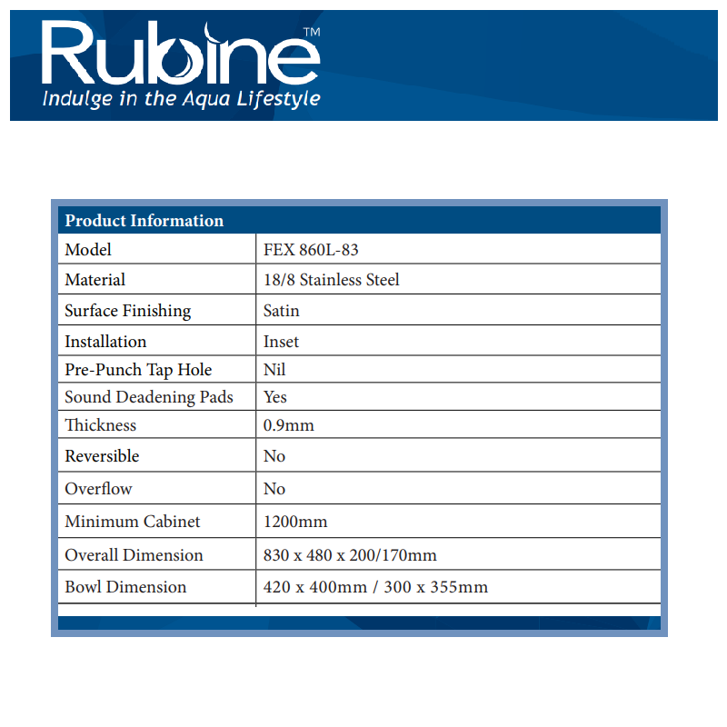 FEX 860L-83 PRODUCT INFOR