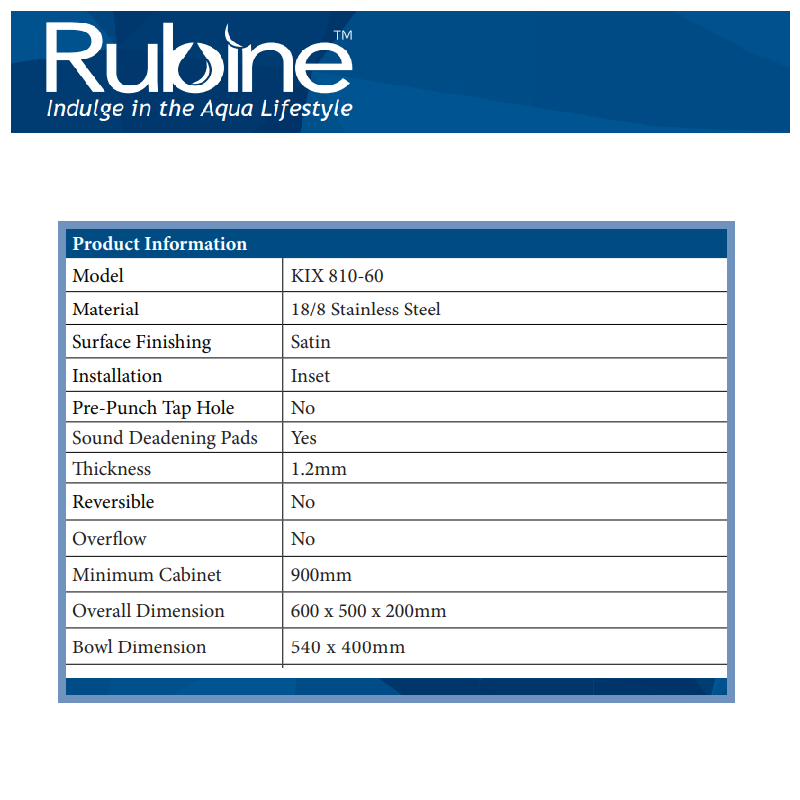 KIX 810-60 PRODUCT INFOR