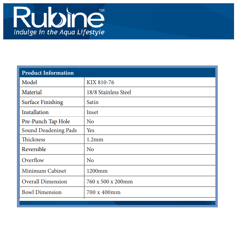 KIX 810-76 PRODUCT INFOR