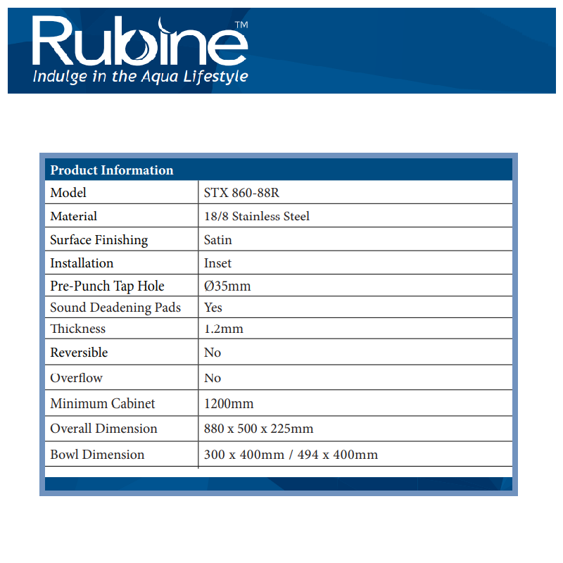 STX 860-88R PRODUCT INFOR